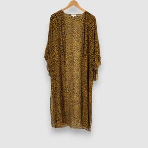 Umgee Leopard Print Open Front Kimono Duster Size Small
